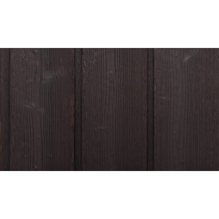 Dark Brown earth char tone tinted carbonised European Larch timber cladding grain texture close up